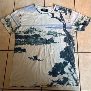10 deep Mount Fuji AOP design shirt large